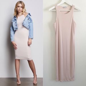 Good American The Body Sculpted Midi Dress Honey001 Blush Pink Bodycon Medium